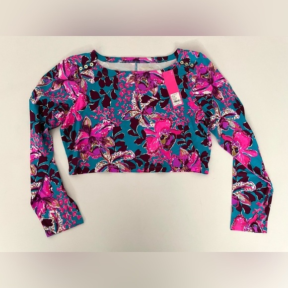 LILLY PULITZER NESSI MAXI SET BLUE RHAPSODY ORCHID YOU NOT LONG SLEEVE XL - Picture 3 of 15